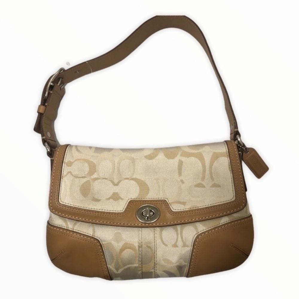 Coach optic yellow tan turnlock flap bag y2k soho bag